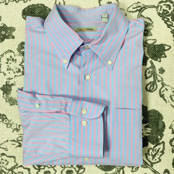 Peter Millar Blue/Pink Striped Button Down Shirt - Picture 6 of 8